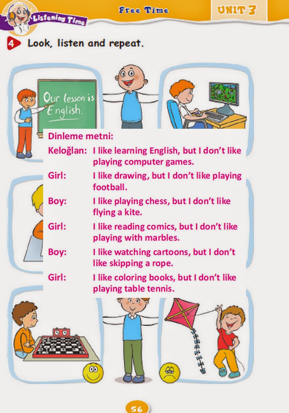 4. Sinif İngilizce Acilim Yayinlari Ders Kitabi Cevaplari Sayfa 56