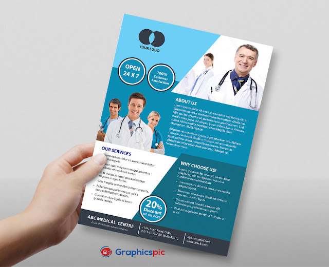  Creative hospital, medical, health flyer template – free vector
