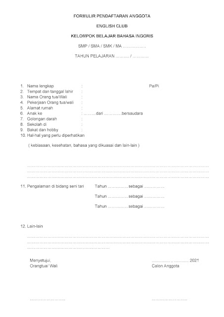 download formulir pendaftaran kegiatan ekstrakurikuler