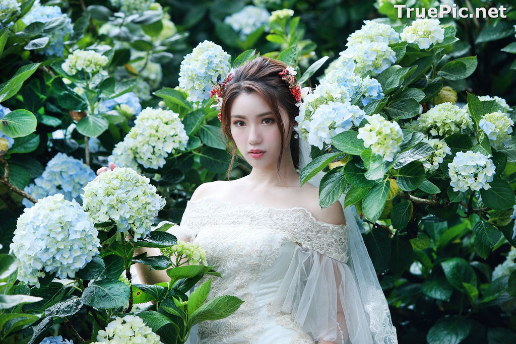 Image Taiwanese Model - 張倫甄 - Beautiful Bride and Hydrangea Flowers - TruePic.net - Picture-50
