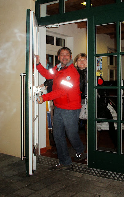 Dave and Deb of the PlanetD emerging from the Winzer Krems Winery in Dürnstein, Austria.