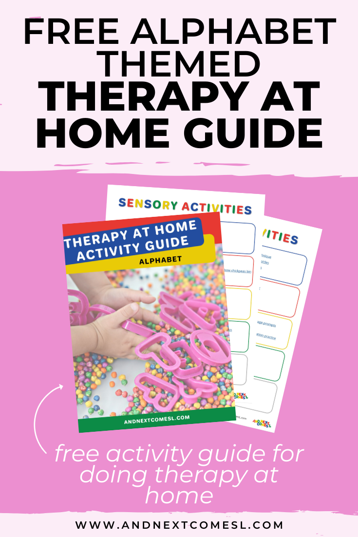 Free alphabet themed therapy at home activity guide for parents and therapists