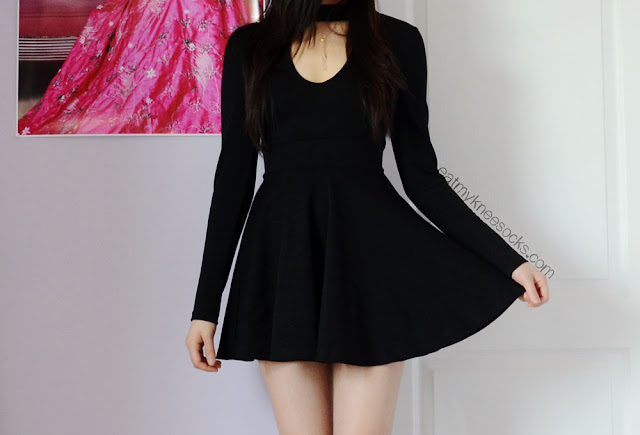 {Fashion Review} WalkTrendy - Keyhole Cutout Skater Dress - Modeled Wearing the WalkTrendy keyhole cutout skater dress with a quartz and moon charm necklace from TeaCupCastle.