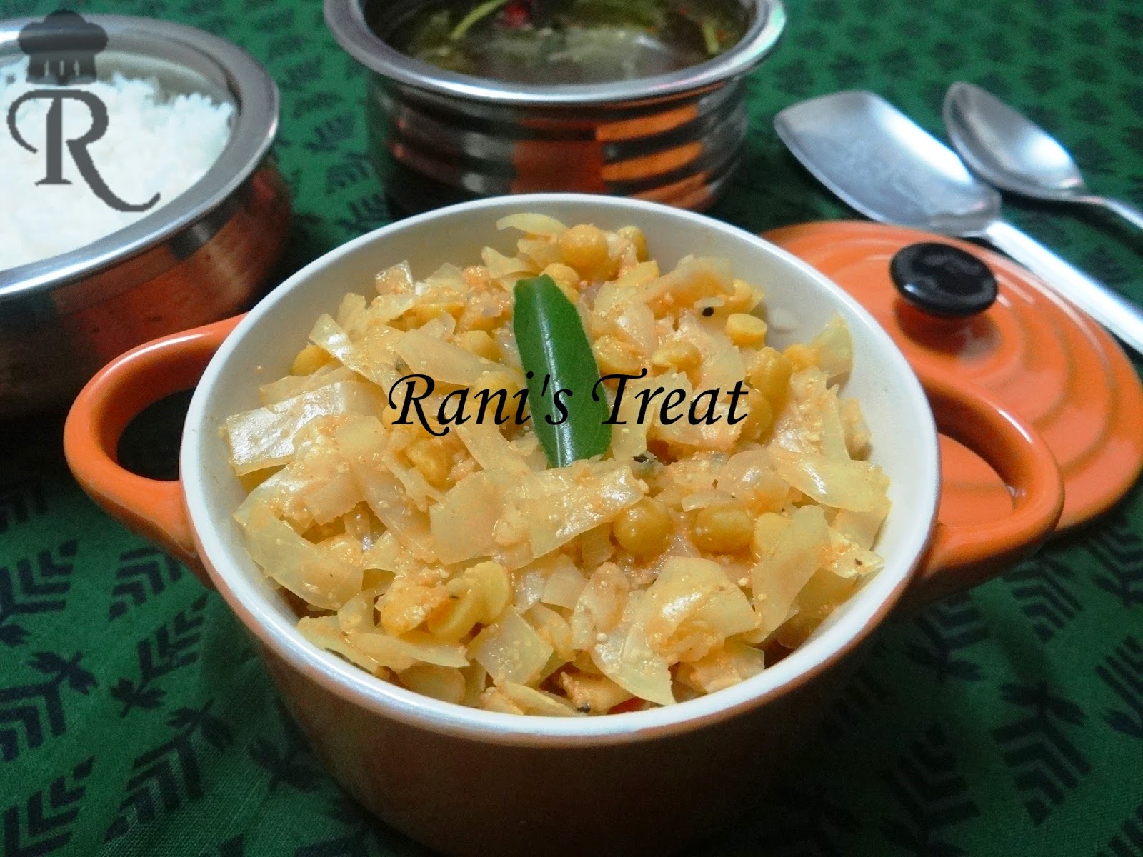 Rani's Treat Muttaikose Kadalai Paruppu Kootu Cabbage Channa Dhal Kootu