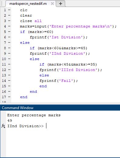 Matlab Program to print division - Arpit Singh Rajawat