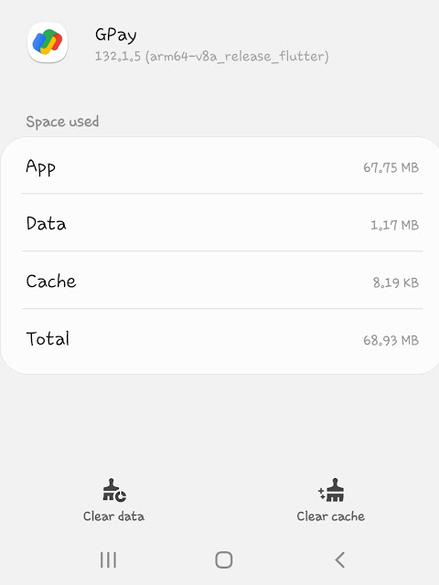 Clear cached data of Google Pay