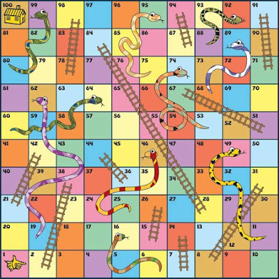 Jogo de tabuleiro snakes and ladders, educação matemática para crianças,  atividades divertidas em família em casa