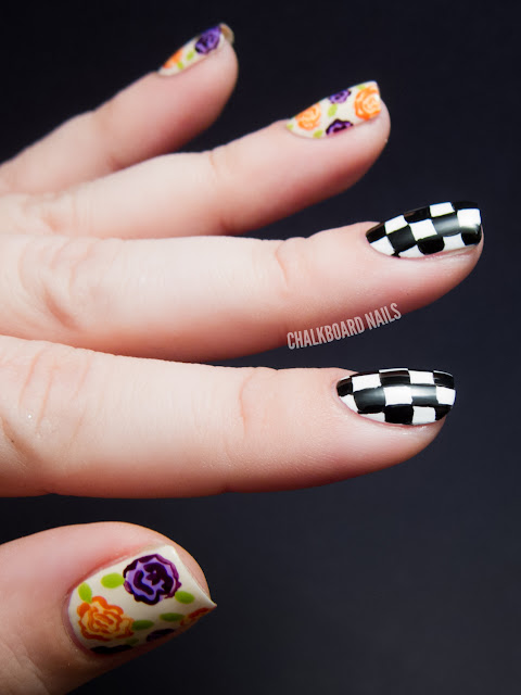 Chalkboard Nails: Geometric vs. Organic Floral Nail Art