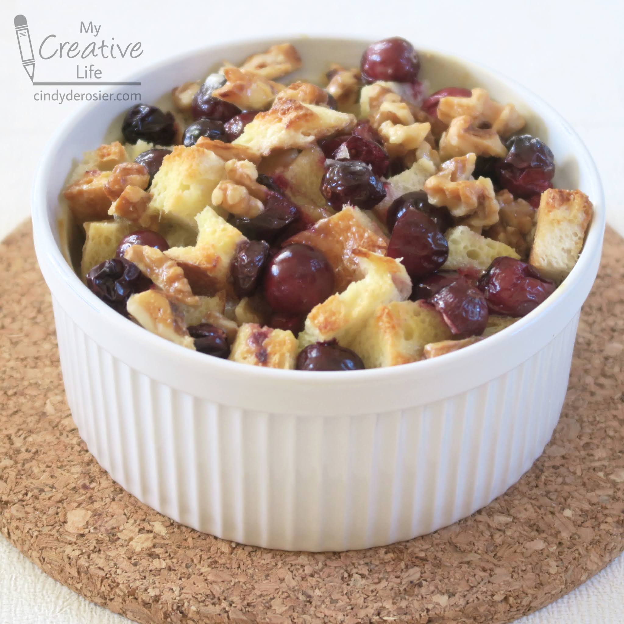 Cindy deRosier My Creative Life Cranberry Walnut Bread Pudding