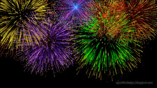 Lively Colorful Fireworks Explosion On Black Background