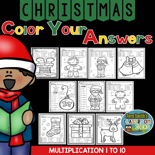 Fern Smith's Classroom Ideas Christmas Fun! Multiplication Facts One to Ten - Color Your Answers Printables for Christmas at TeacherspayTeachers, TPT. https://www.teacherspayteachers.com/Product/Christmas-Math-2173784