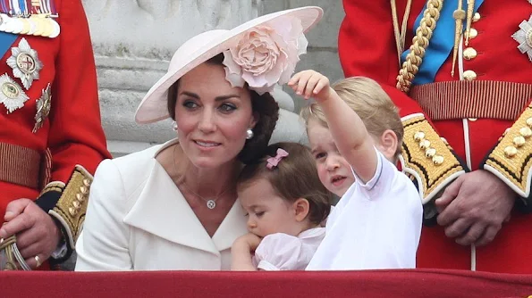 Queen Elizabeth, Prince Philip, Duke of Edinburgh, Prince Charles, Camilla, Duchess of Cornwall, Catherine, Duchess of Cambridge, Prince William, Prince George, Princess Charlotte, Prince Harry, Anne, Princess Royal,