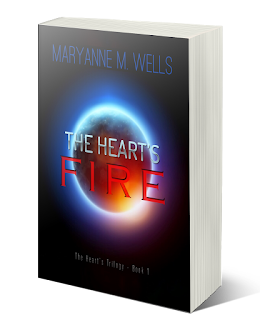 The Hearts Fire Science Fiction Maryanne Wells Red planet with a blue aura shines against a black background. Maryanne M. Wells. The Hearts Fire. Book 1 of the Hearts Trilogy.