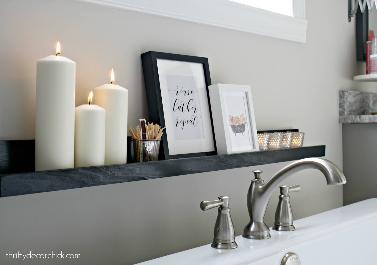 DIY spa ledge in bathroom 