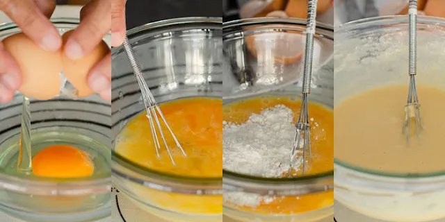 Mixing egg and flour