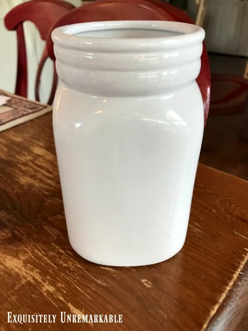 White Ceramic Mason Jar