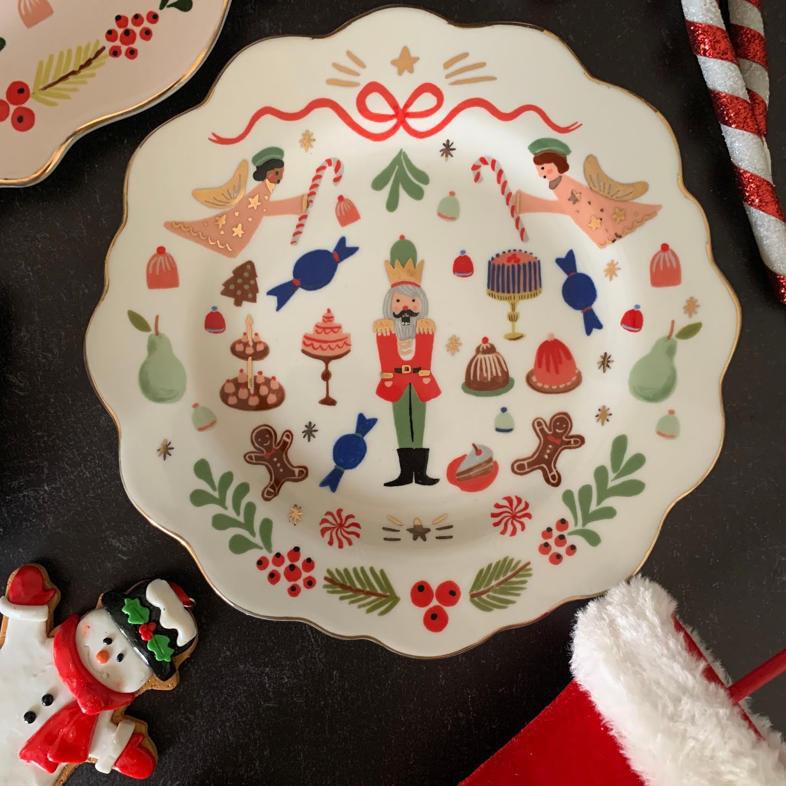 Anthropologie x Rifle Paper Co Nutcracker Dessert Plates, Platter and
