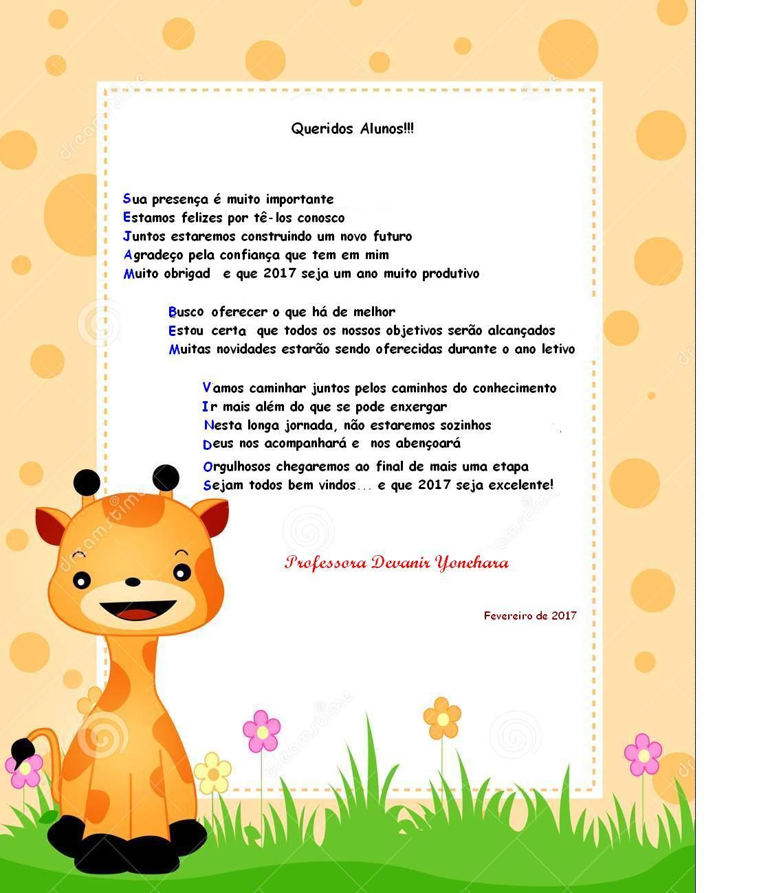 Mensagem de boas vindas para alunos