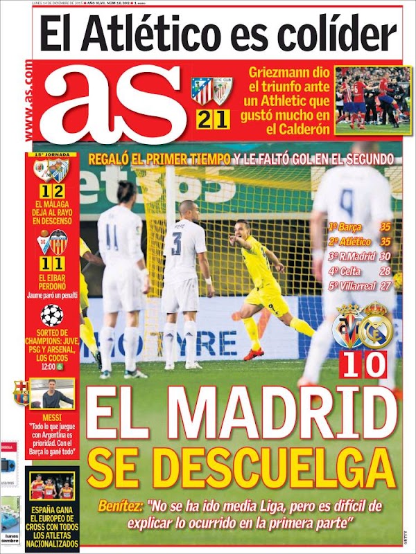 Real Madrid, AS: "El Madrid se descuelga"