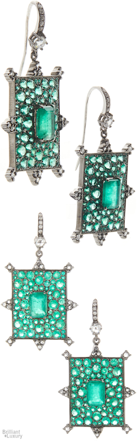 ♦Nam Cho 18k white gold emerald diamond earrings #pantone #jewelry #green #brilliantluxury