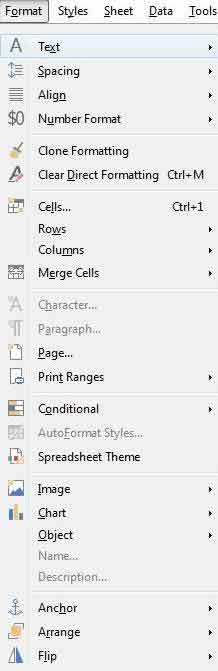 libreoffice calc format menu libreoffice calc format menu