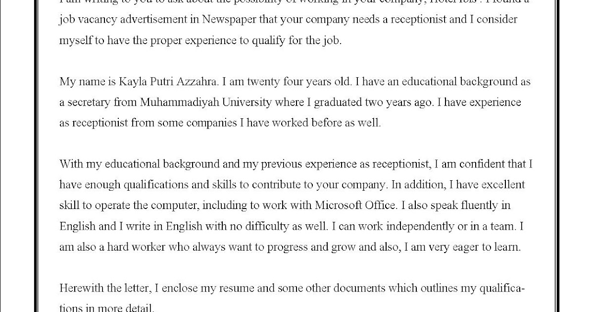 14+ Contoh Surat Lamaran Dalam Bahasa Inggris Dan