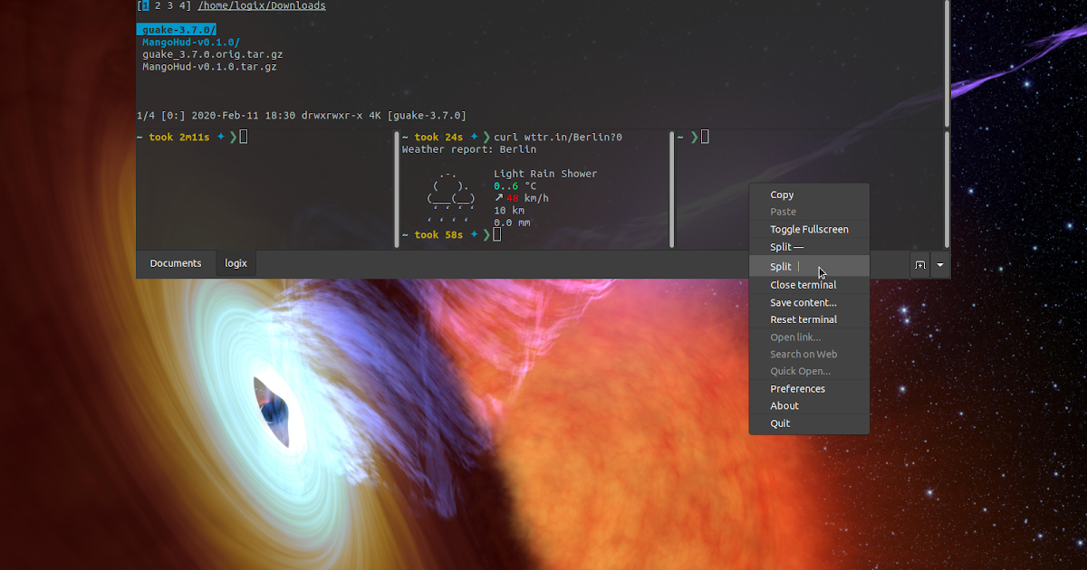 Guake terminal emulator screenshot | LateWeb.Info