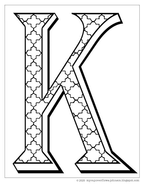 Letter K design coloring page