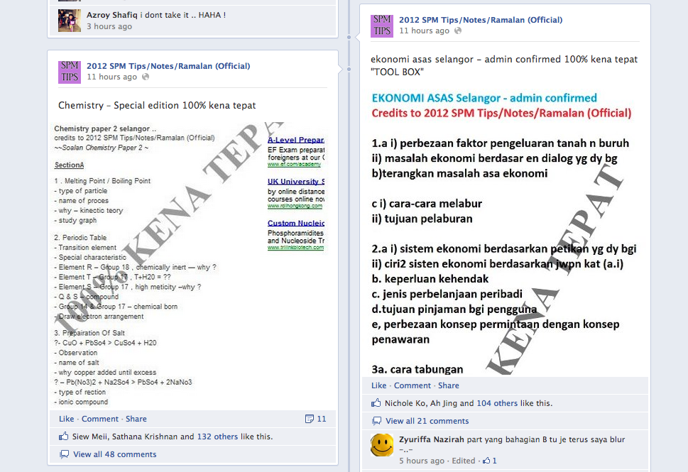 2012 STPM SPM PMR Tips/Notes/Forecast/Leaked Question 