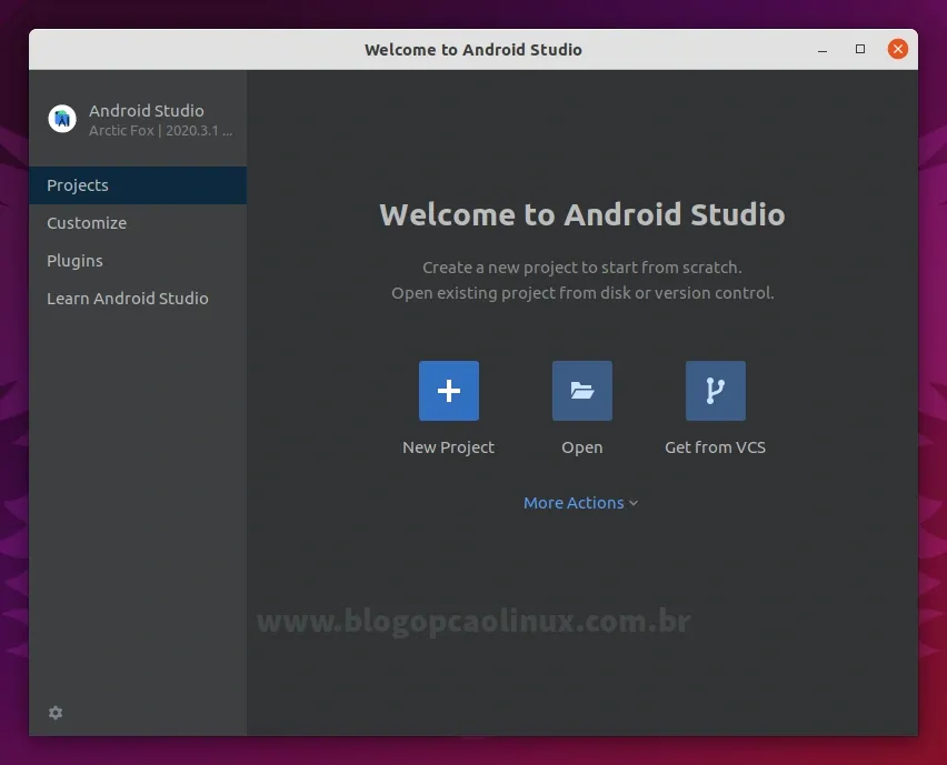 Android Studio executando no Ubuntu 21.10 (Impish Indri)
