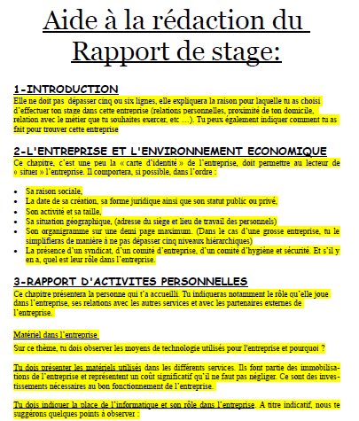 rapport de stage d'observation exemple
