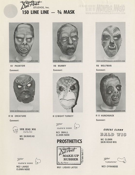 1970s Don Post Studios Catalog Sheets - 150 Line | Blood Curdling Blog ...