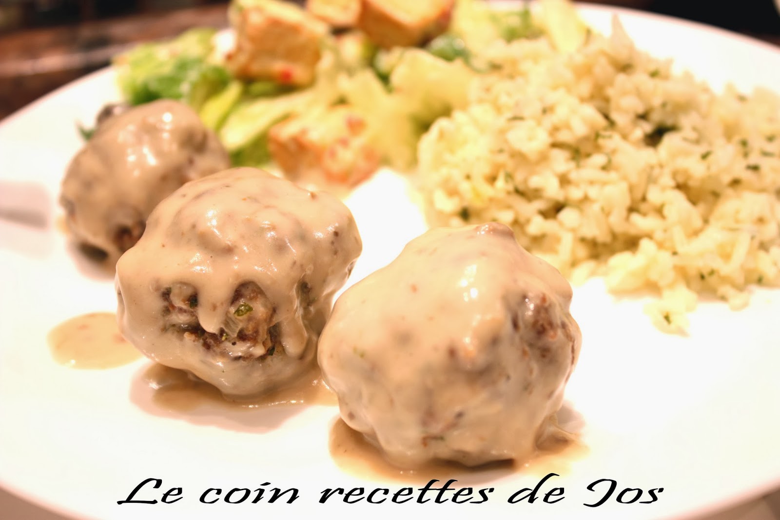 Le coin recettes de Jos BOULETTES DE VIANDE À LA CRÈME DE CHAMPIGNONS