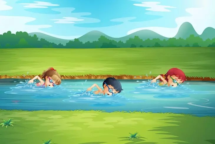 Crianças nadando