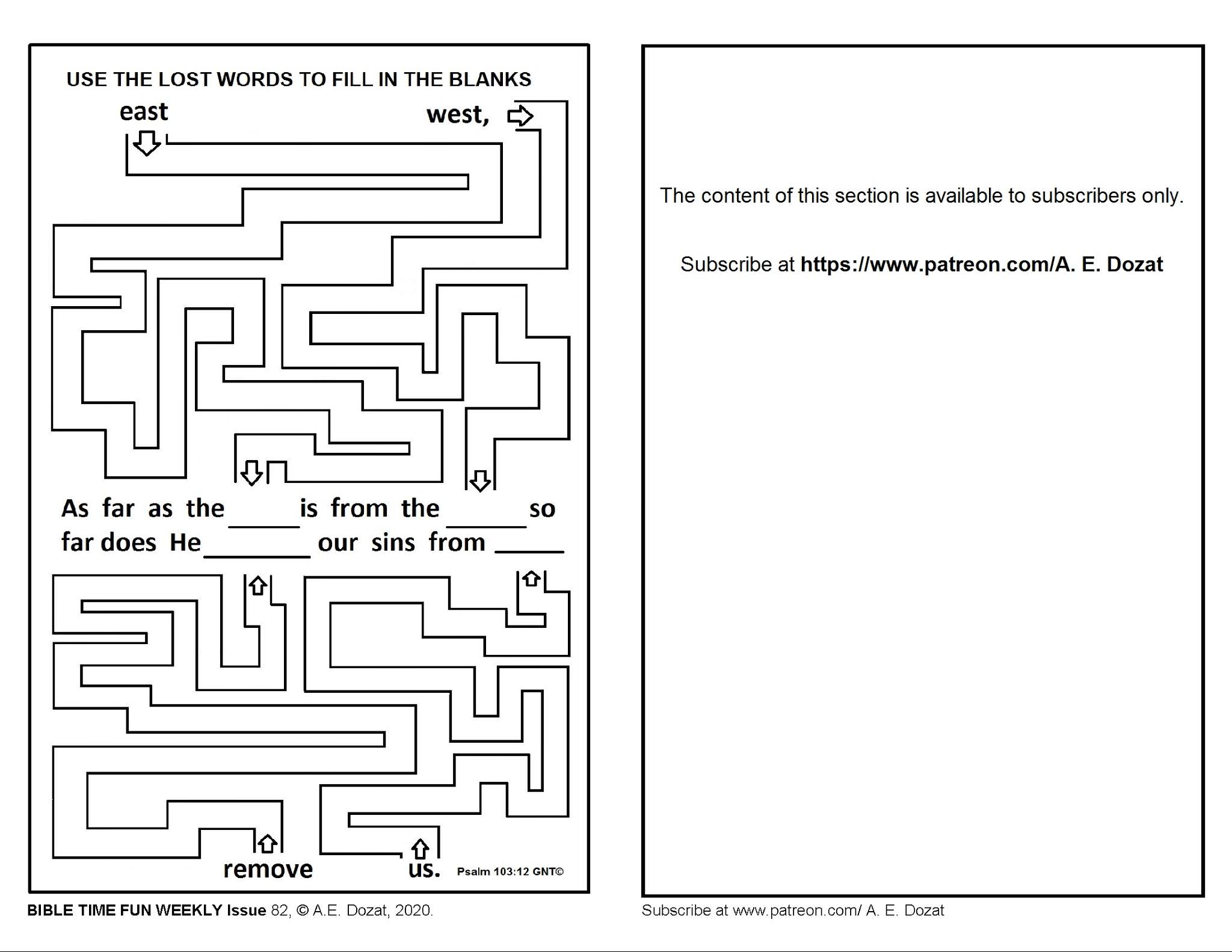 Coloring Pages for Kids by Mr. Adron: Free Printable Psalm 103:12 Bible