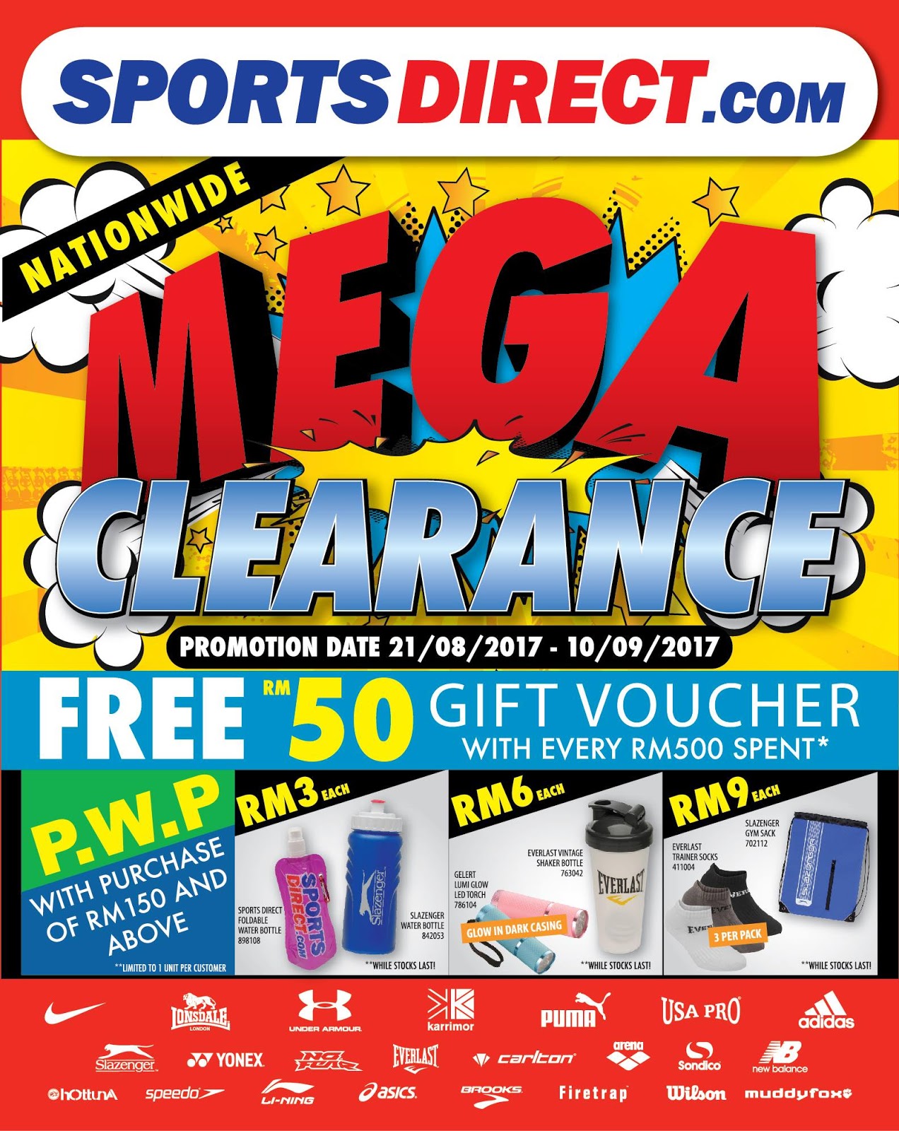 Sports Direct Nationwide Sale FREE RM50 Gift Voucher Minimum Purchase 