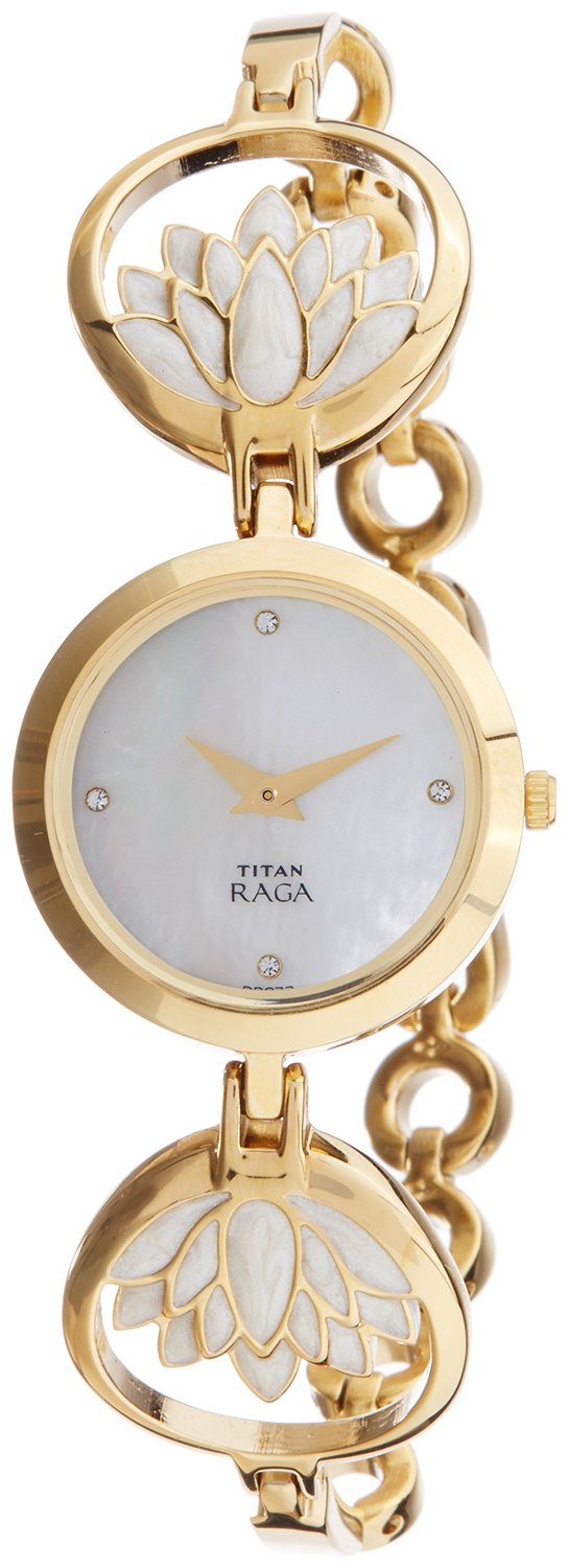 titan mother of pearl dial analog watch for women