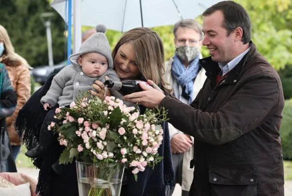 Hereditary Grand Duke Guillaume and Hereditary Princess Stephanie attended the baptism of a rose in honor of the birth of Prince Charles