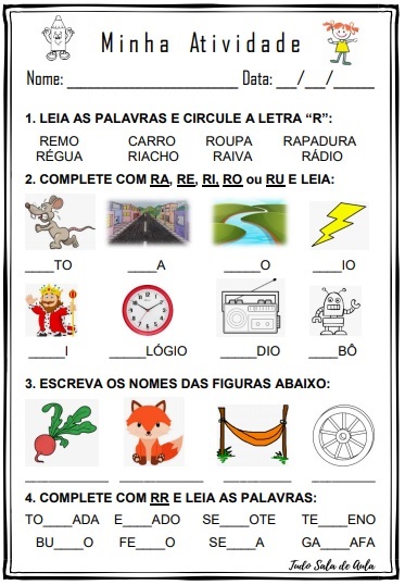 ATIVIDADE LETRA R - ALFABETIZAÇÃO