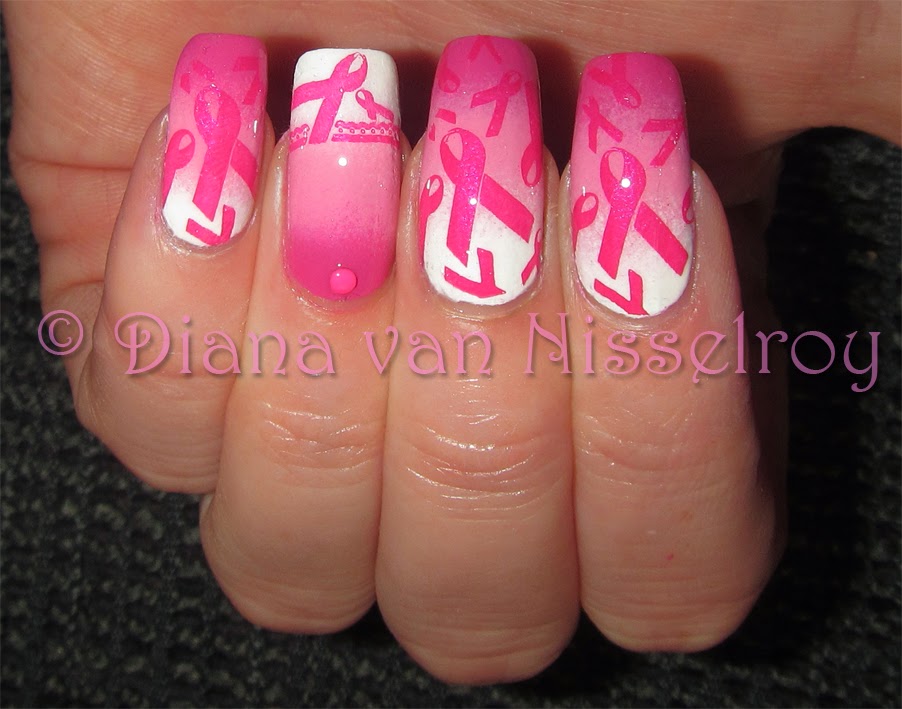 Hand Painted Pink Ribbon Nail Art - wide 1
