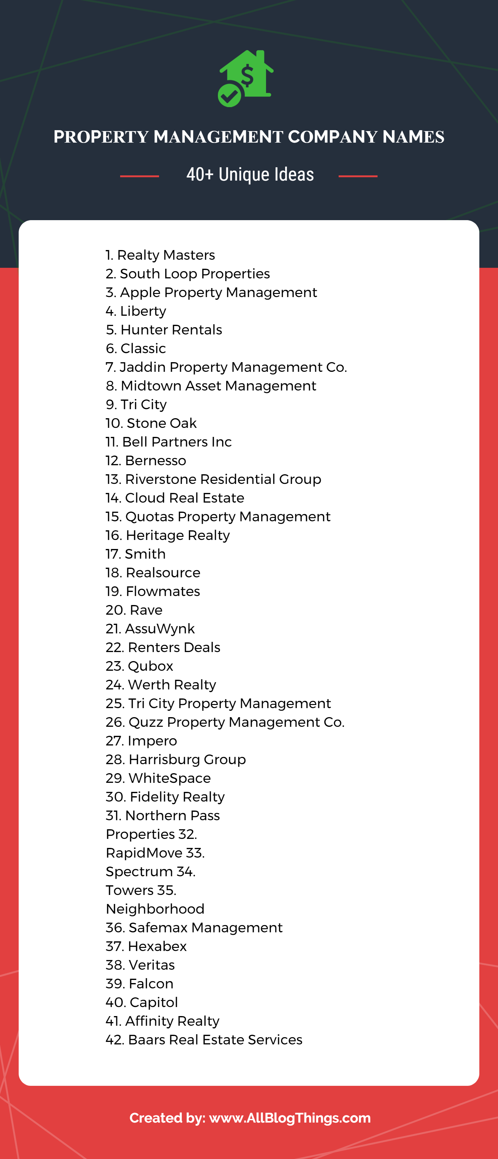 Property Management Company Names Infographic by AllBlogThings.com