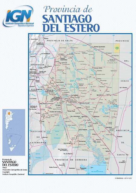 Mapa da província de Santiago Del Estero - Argentina