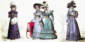 Walking dresses in the reign of George IV  from La Belle Assemblée (1823 and 1827)