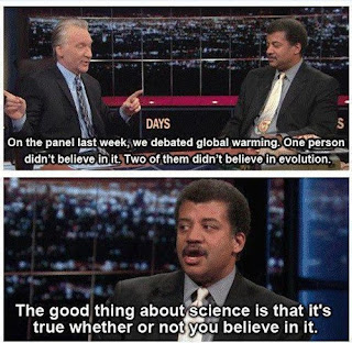don't believe in global warming or evolution idiots