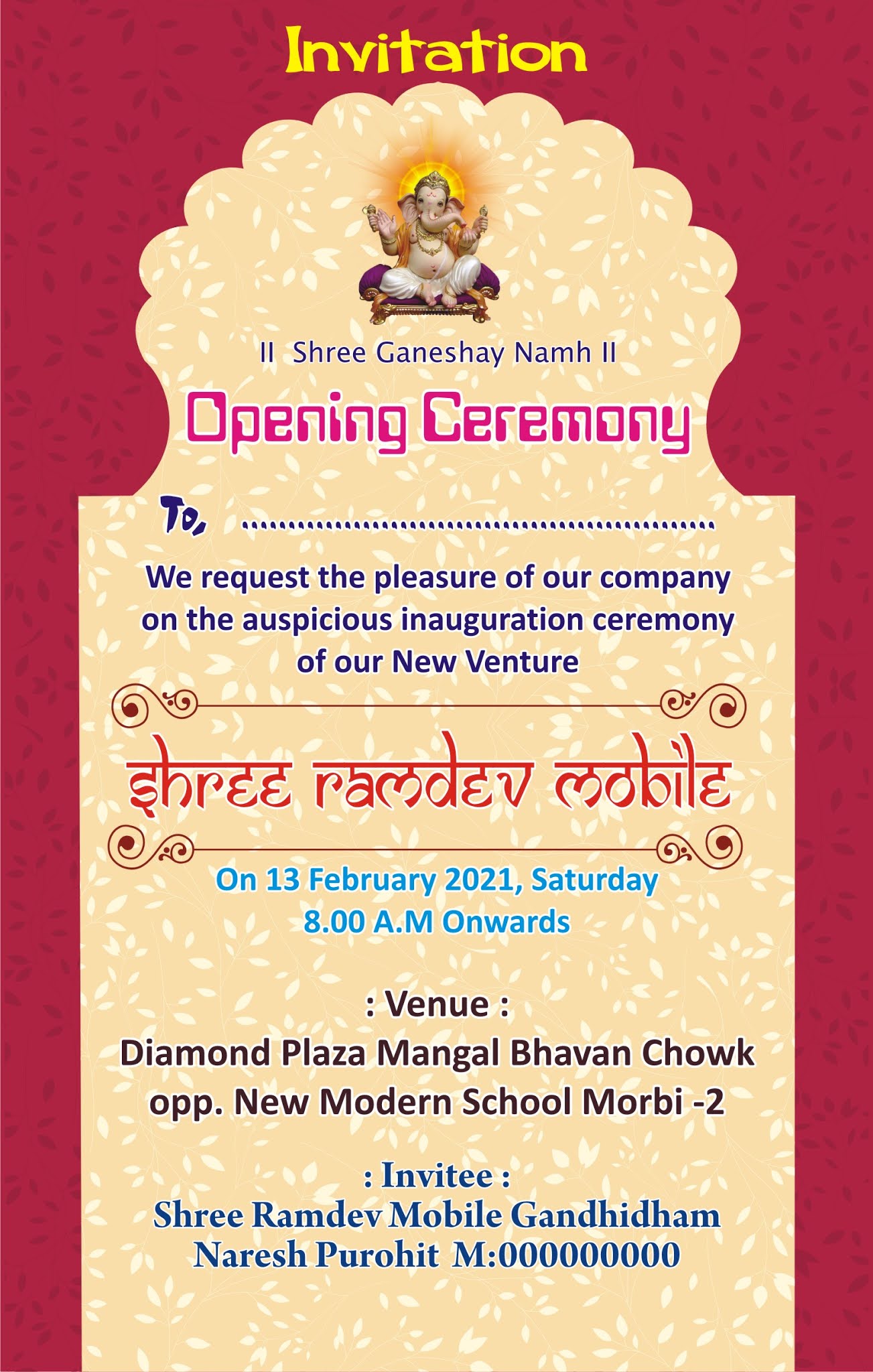 Grand Opening Card CDR