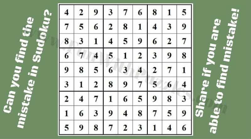 Spot the Mistake Sudoku Picture Puzzle Are You Quick Enough To Spot The Mistake In This Puzzle?