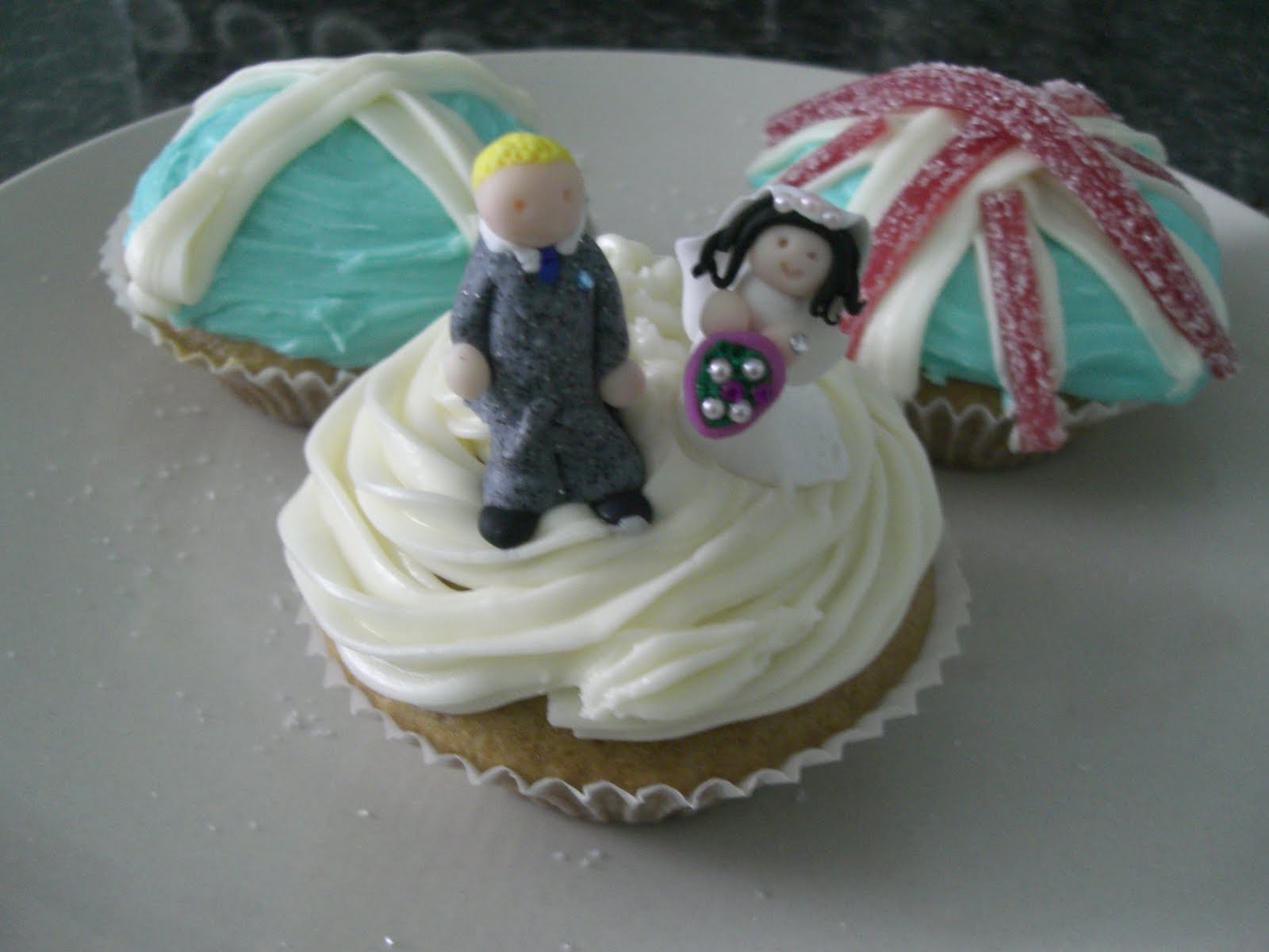 K Scott Crafts Mini cupcakesized wedding toppers as seen on a cupcake!