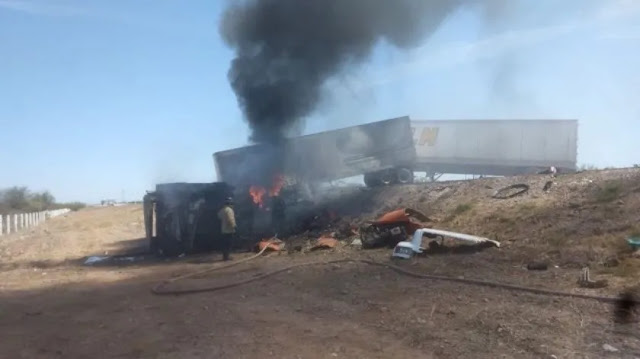 Choque entre un tráiler y un camión deja dos lesionados en el tramo de Guaymas-Hermosillo