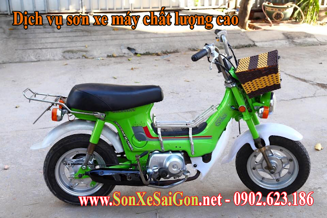 Sơn xe máy Honda Chaly màu xanh lá cực đẹp