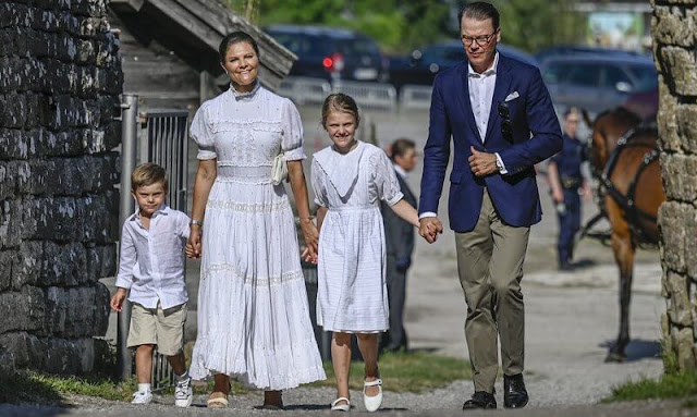 Crown Princess Victoria wore a lace midi dress from By Malina, Princess Madeleine wore a hampshire dress from D'Ascoli
